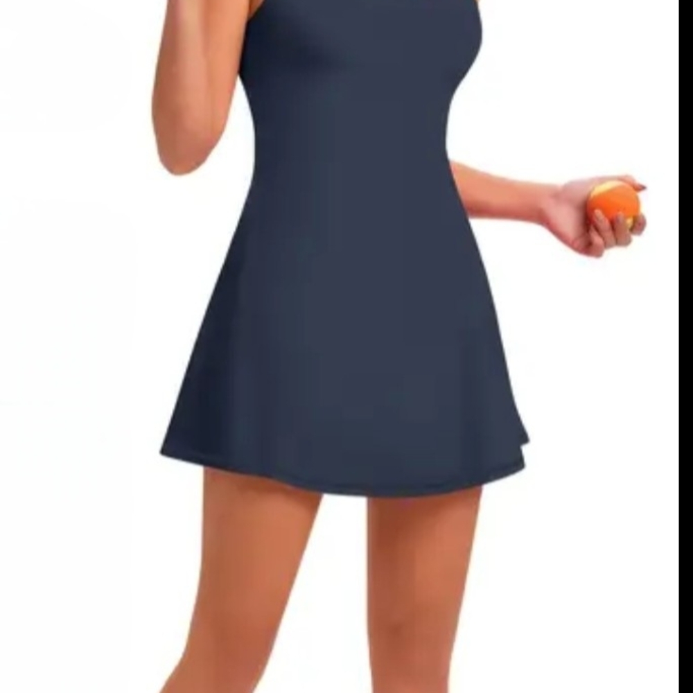 Navy Blue Racerback Athletic Dress